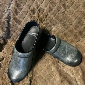 Dansko Professional Gray Black  Leather Clogs